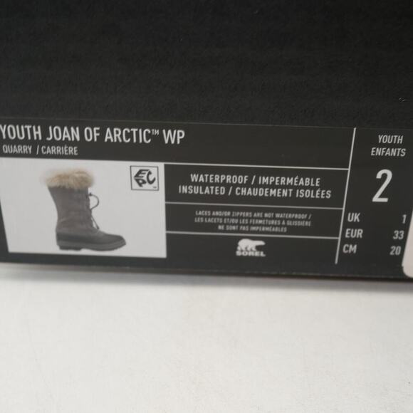 NEW Sorel Joan of Artic Snow Winter Waterproof Boots Leather Gray Youth Girl's 2 - Picture 7 of 9